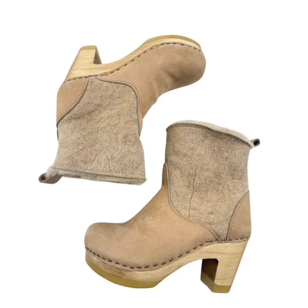 No.6 Mid-Heel Shearling Clog Boots – EU 35